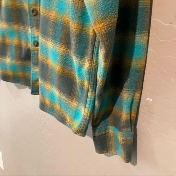 Fayettechill Teal and Orange Plaid 100% Cotton Flannel Shirt Women's Size M - Picture 3 of 12
